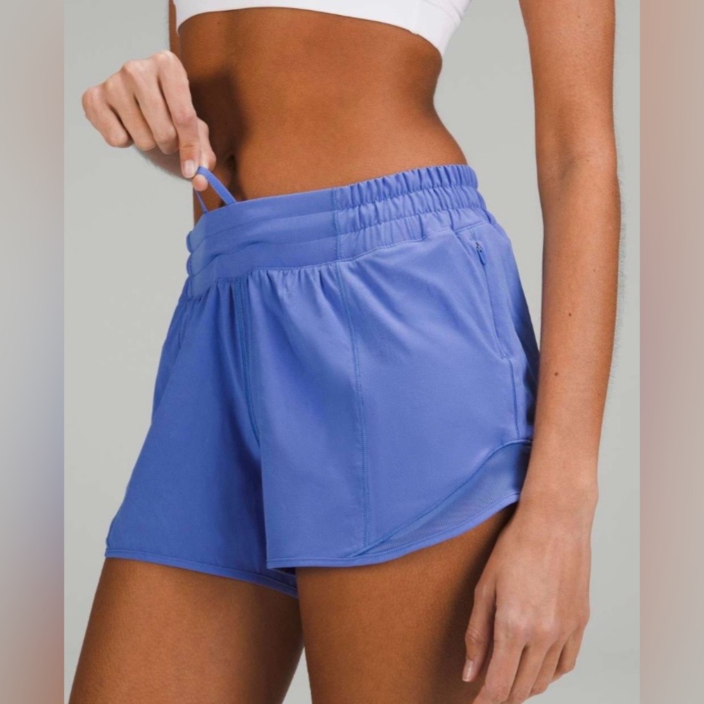 Lululemon Vuori Hotty Hot Lined Running Shorts Athletic Gym Blue 10 FLAW